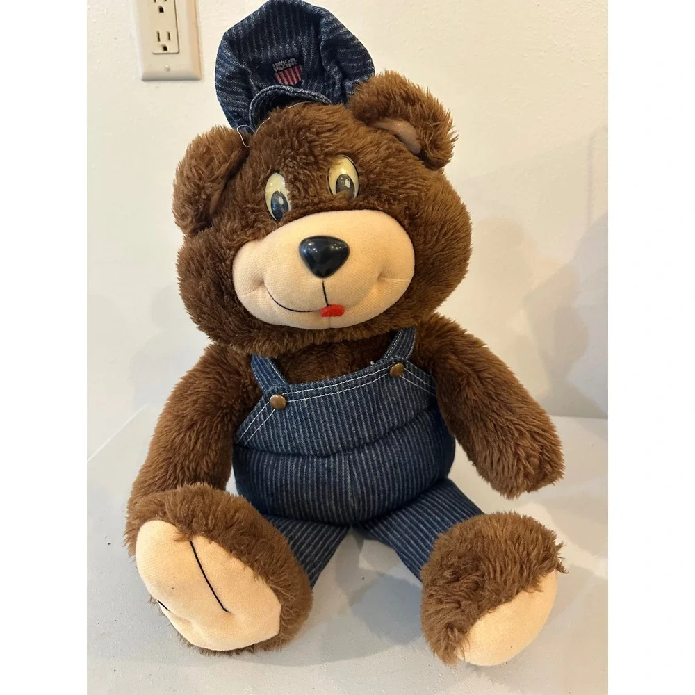 Vintage Union Pacific Railroad Reversible Plush Bear to Train Locomotive Toy